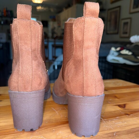 Brown Faux Suede Heeled Booties - Picture 6 of 8